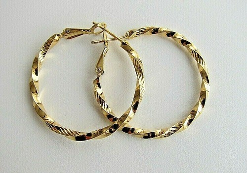 14K Yellow Gold Filled Twisted Stud Hoop Earrings - NEW. - Picture 13 of 21