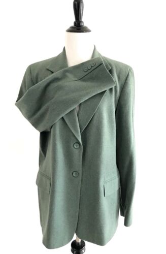 Blazer donna Pendleton lana taglia 12 verde foderato due bottoni scollo a V - Foto 3 di 12