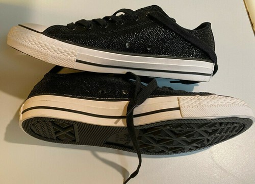 Converse All Star ~ genarbtes Leder ~ schwarze Schuhe/Sneaker ~ Damen US 8 ~ EUC - Bild 5 von 12