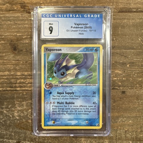 Pokemon Vaporeon Holo Rare EX Unseen Forces 19/115 CGC 9 MINT - Picture 1 of 4