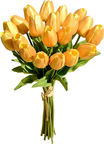 20Pcs Gold Flowers Artificial Tulip Silk Fake Flowers 13.5" for Christmas Center - Bild 11 von 13