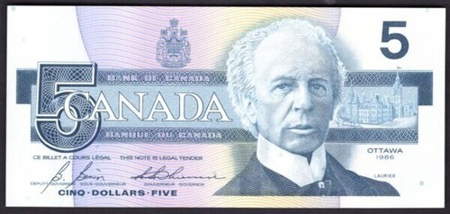 Kanada: Bank of Canada, $ 5, 1986, Serie GPC, AU - Bild 1 von 2