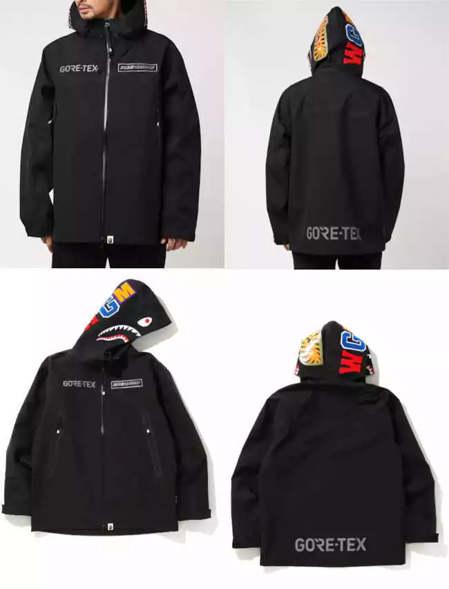 A BATHING APE Men's Hooded Jacket GORE-TEX Fabric SHARK Motif