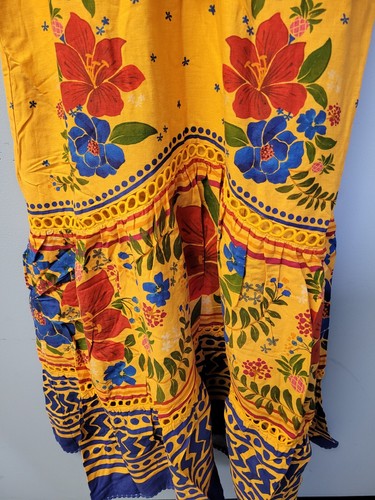 Farm Rio Women's Floral Yard Yellow Maxi Dress Short Sleeves Size Medium - Picture 2 of 11