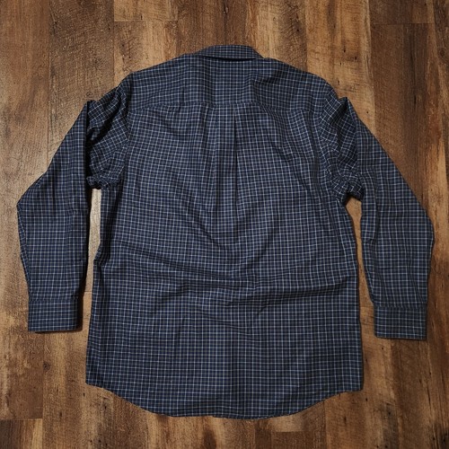 Duluth Trading Co. Medium Wrinklefighter Straight Collar Shirt Blue Check 92330 - Picture 2 of 8