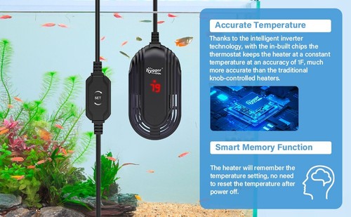 hygger Aquarium Heater 15W 25W 50W 100W 150W Submersible Betta Fish Tank Heater - Picture 5 of 17