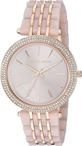 New Michael Kors Womens Watch Darci Rose Gold Blush Acetate Crystal Glitz MK4327 - Picture 4 of 10