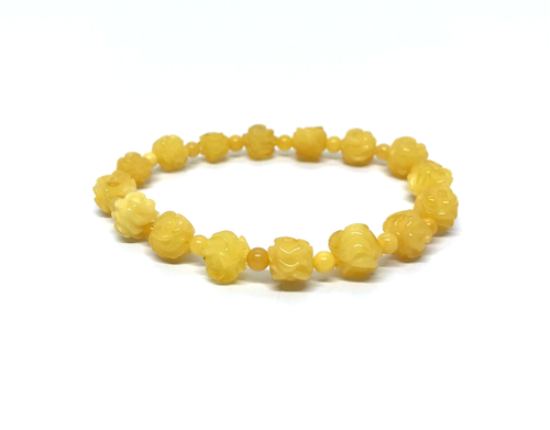 Baltic AMBER BRACELET Gift Carved AMBER Rose Round Beads Flower Ladies 5g 15820 - Picture 11 of 16