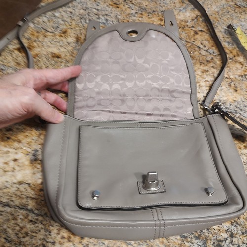 Coach Mini Bleecker Brooklyn Top Handle Messenger Crossbody Bag Grey Leather - Picture 7 of 12