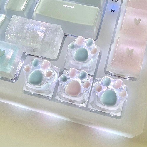 Mechanical Keyboard Resin Keycap Cat Paws Pad Clear Backlit RGB WASD Arrow ESC - Afbeelding 5 van 15