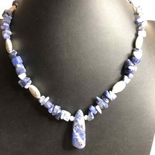 5343 Sodalite pendant Howlite beaded 17" choker necklace