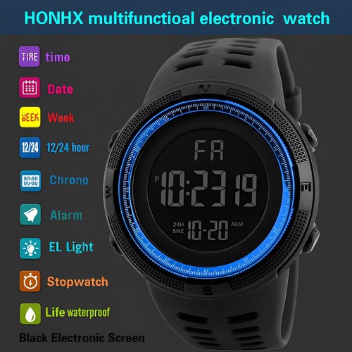 SKMEI Mens Digital Sports Watch 50M Waterproof Military Water Resistant Casual - Picture 13 of 23