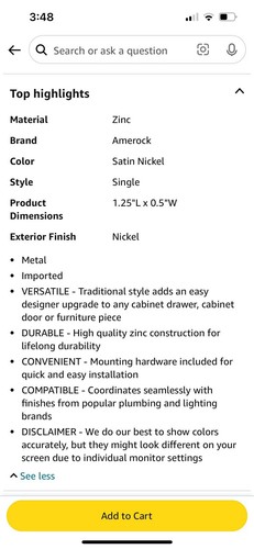 Amerock BP53029-G10 Mulholland Satin Nickel Cabinet Pull / Knob. Set Of 8. - Picture 6 of 6