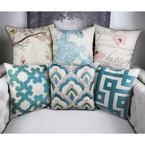 Homey Cozy Linen Throw Pillow Cover Premium Embroidery Large