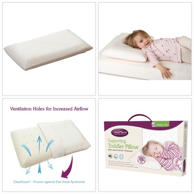 Clevamama Clevafoam Baby Toddler Bed Pillow Breathable Foam Flat