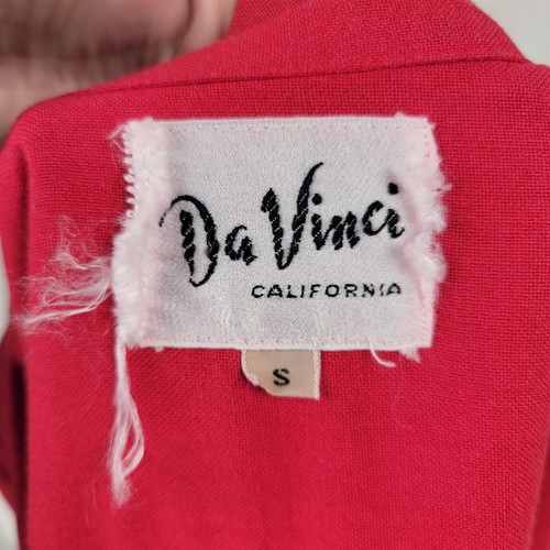 Vintage Da Vinci CA Red Long Sleeve Button Loop Collared Shirt Mens Size S - Picture 11 of 11