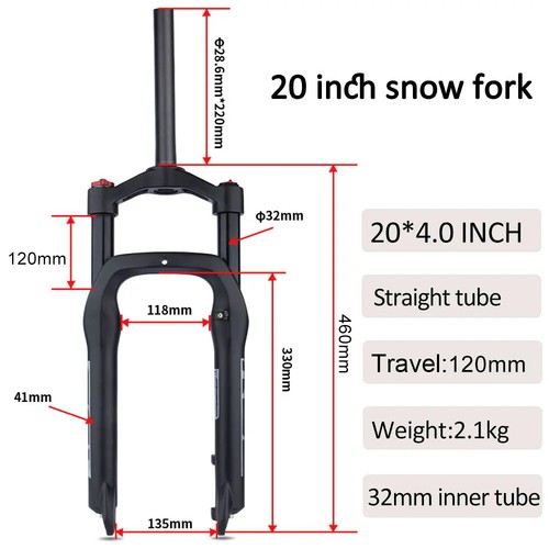 20*4.0inch Snow Bike Fat Front Suspension Air Fork for E-bike Mountain Bike Fork - Picture 10 of 22
