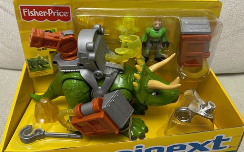 Imaginext Triceratops 2011 grüner Dinosaurier Actionfigur Spielzeug mit Rüstung neu in Verpackung W1908 - Bild 2 von 4
