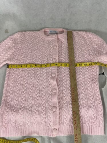 Vintage Wintuk Orlon of Boston rosa Garn Zopfmuster Cardigan Pullover Acryl - Bild 5 von 10