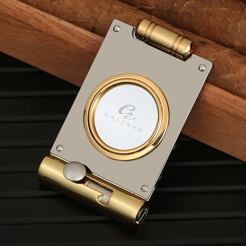 Galiner Gold Cigar Cutter Luxury With Punch Guillotine Sharp Blades Knife Travel - Picture 5 of 6