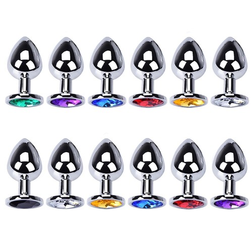 Anal Sex Toy Butt Plug Metal Jewel Colored Stainless S/M/L Set Dildo BDSM Gift - Picture 2 of 11