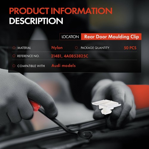 50Pcs 6 mm Nylon Rear Door Moulding Clip Retainer for Audi A6 S4 S6 V8 Quattro - Picture 2 of 10