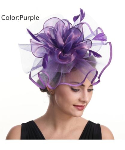 Fascinator Womens Organza Church Kentucky Derby British Bridal Tea Party - Picture 2 of 3
