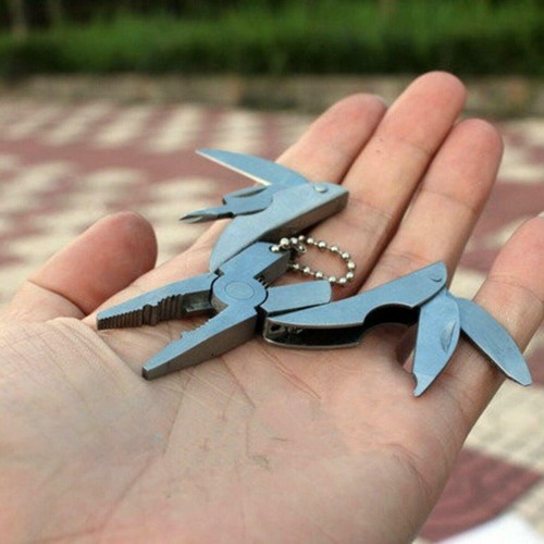 Pocket Multi Tool Pliers Mini Folding Key Chain Fishing Camping Small Pliers New - Picture 7 of 12