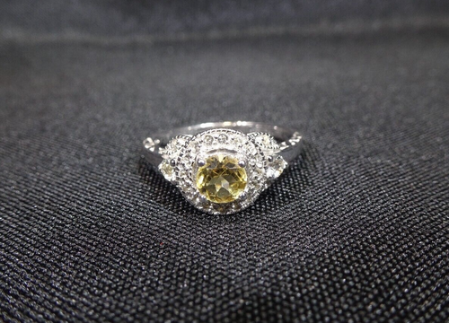 0.84 ct Natural Citrine & White Topaz Solid 925 Sterling Silver Ring-AU Q US 8 - Picture 4 of 14