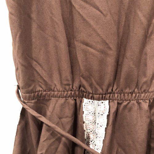 Partners Please Square Dance Dress Sz 14 Brown White Lace Vtg - Picture 13 of 23