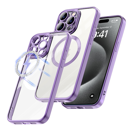 Für Apple iPhone 15/14 Pro Max stoßfeste durchsichtige Hülle Slim Beschichtung Mag Safe Cover - Bild 54 von 86