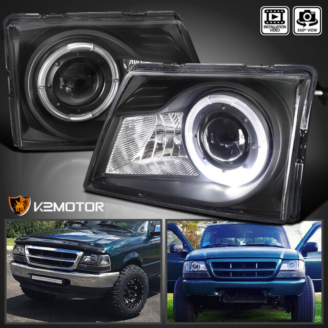 1998 2000 Ford Ranger Halo Projector Headlight Lamps Black For 1998 2000 Ford Ranger Halo Projector Headlight Lamps Black For Online Ebay
