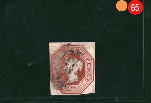 GB QV EMBOSSED Stamp SG.57 10d Brown (1848) Numeral Used Cat £1,500 YOR65 - Picture 3 of 6