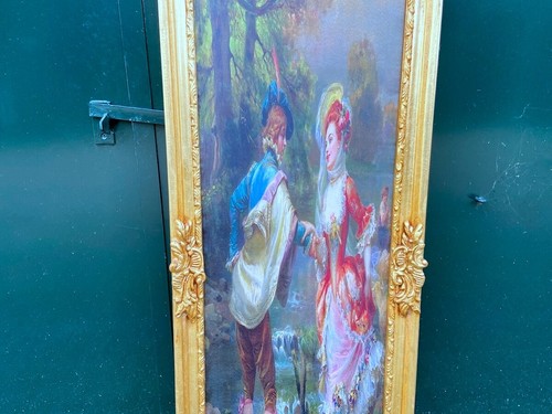 Rahmen Louis XVI Blattgold Französisch Vintage Pastoral Stoff Wandkunst 4er Set - Bild 4 von 16