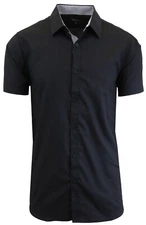 Men's Solid Slim-Fit Button Down Short Sleeve Shirt ( Size S-5XL ) NWT Free Ship