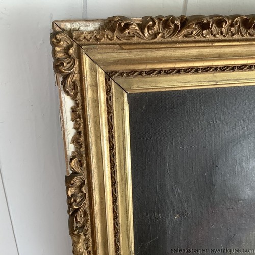 Antique Oil Painting Still Life Fruit w Jug Dark Moody Gold Frame Grapes 1903 - Picture 8 of 10