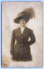 1910 Mrs. Carl Bucey Studio Portrait Steubenville Ohio Real Photo RPPC Postcard