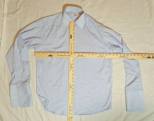 Brioni Herren blau geknöpft vorne Kleid Shirt Größe Medium 15 1/2 42 französische Manschetten - Bild 2 von 7