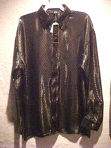NWT MENS SETA SILK BLACK & GOLD CHECKS METALLIC SHIRT SIZE XLARGE SLIM - Picture 5 of 7