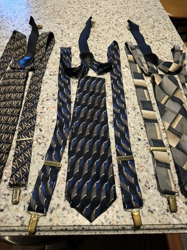 DAVID TAYLOR Mens Tie and Suspenders Sets Lot Of 4 - Picture 3 of 10