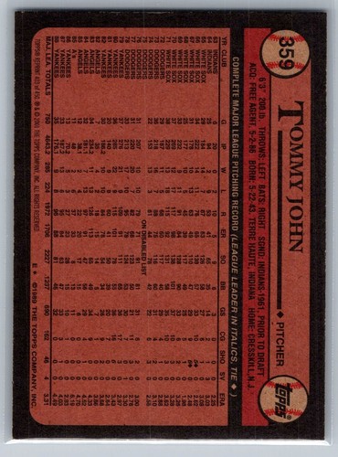 2001 TOPPS ARCHIVES BASEBALL 403 TOMMY JOHN YANKEES - Picture 2 of 2