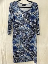 Tango Mango Collection Womens Blue Long Sleeve Dress Size Medium Floral Leaf