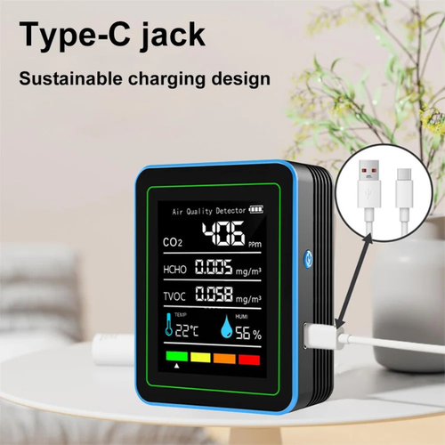 5-in-1 Air Quality Monitor WiFi CO2 Meter HCHO TVOC PM2.5 Temp Humidity Detector - Picture 3 of 10