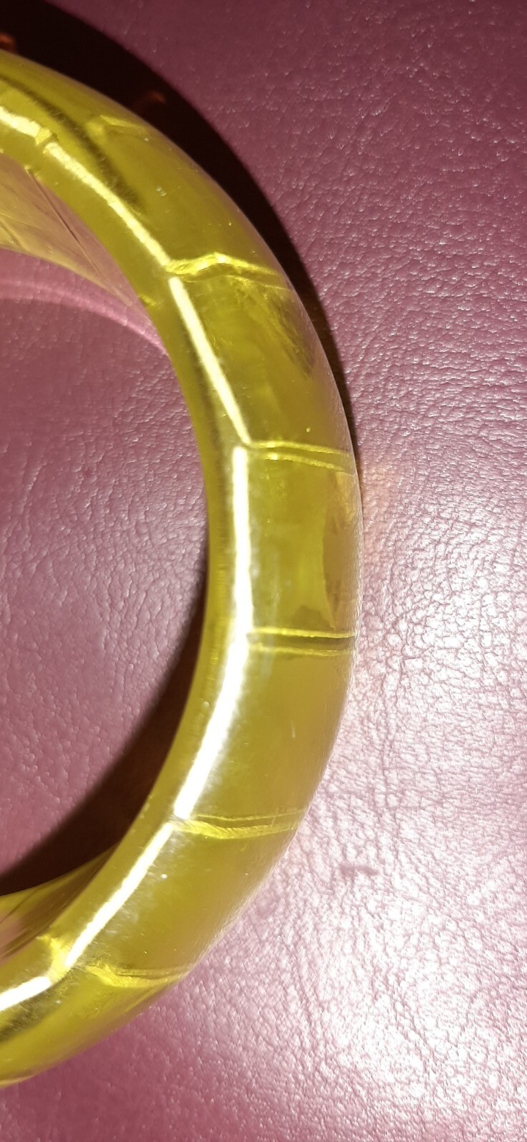 Vintage Bangle Lucite Glows Solid Chunky Lemon Li… - image 9