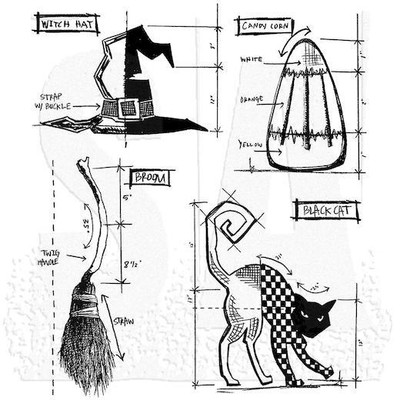 Tim Holtz Klebegummistempel - Halloween Bauplan 3 CM200
