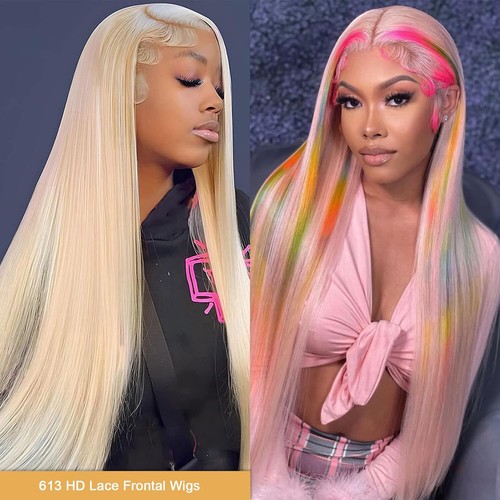 Peluca frontal de encaje 613 cabello humano 13x4 rubio liso pelucas cabello humano pre arrancado - Imagen 7 de 9