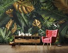 Green Gold Jungle bedroom wall mural wallpaper botanical nature Easy to Apply