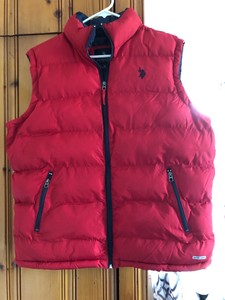 red polo bubble vest