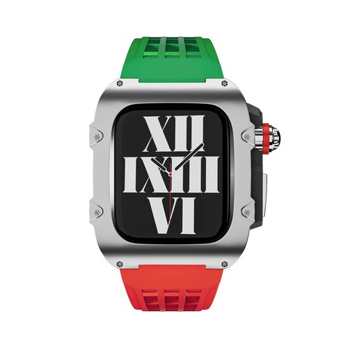 Kit de acero inoxidable 316L RM Mod Estuche Correa de goma para Apple Watch 9 8 6 45/44 mm - Imagen 131 de 143