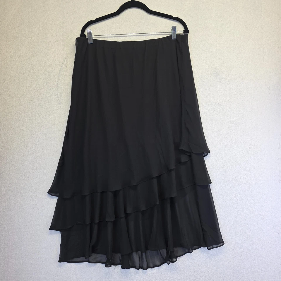 MSK Skirt Womens XL Black Chiffon Whimisigoth Tiered Asymmetrical Y2K Steampunk - Image 2 of 4